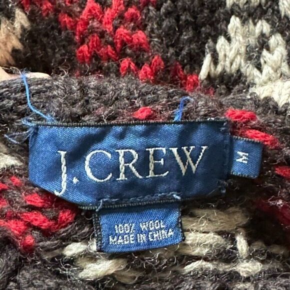 Vintage J. Crew Mens Hand Knit Wool Snowflake Christmas Turtleneck Sweater Sz M - Picture 2 of 7